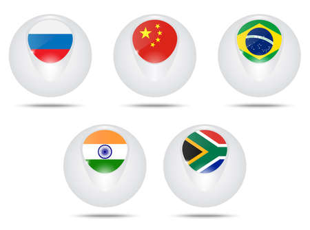Vector creative ball with flags Brazil, Russia,, India, China and South Africa. BRICS.のイラスト素材