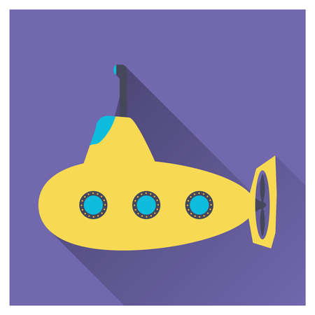Vector illustration. Yellow flat submarine icon.のイラスト素材