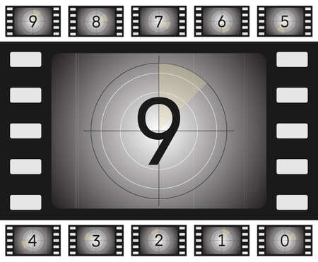 Vector old film countdown with scratches and vorse for your animation.のイラスト素材