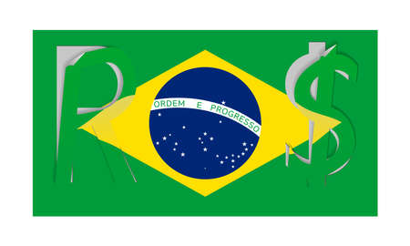 Vector flag of Brazil with peeled real symbolのイラスト素材