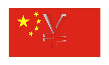 Vector China flag with peeled off yuan signのイラスト素材