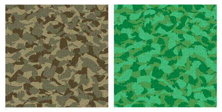 Vector set of green camouflage seamless pattern.のイラスト素材