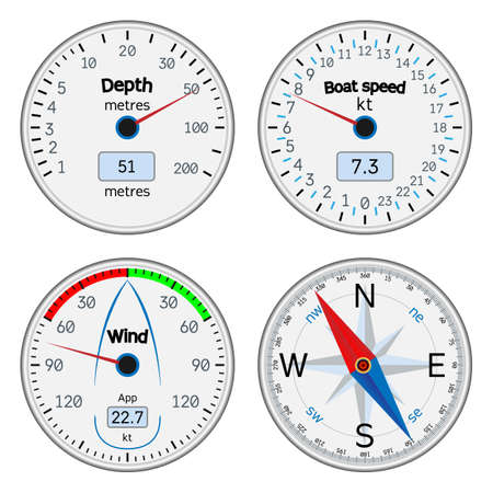 Vector illustration. Panel navigation equipment sailing yacht.のイラスト素材