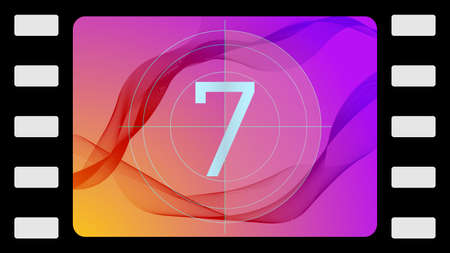 Vector film countdown on an abstract background. Frame 7 of 10.
