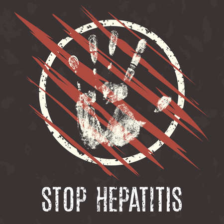Conceptual vector illustration. Global problems of humanity. Stop Hepatitis.のイラスト素材