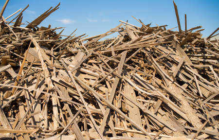 A pile of waste of forest industry prepared for grinding.の写真素材