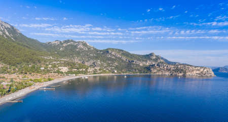 Aerial view of coast bay Kumlubuk. Turkey, Marmaris region.