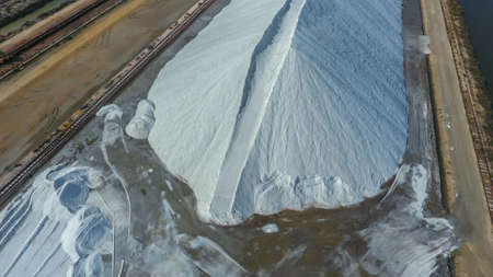 A big pile of salt. Top view.の写真素材