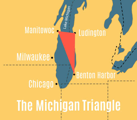 Shematic vector map of the Lake Michigan Triangle.のイラスト素材