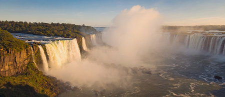 Panoramic view of the Iguazu Falls in Argentinaの素材