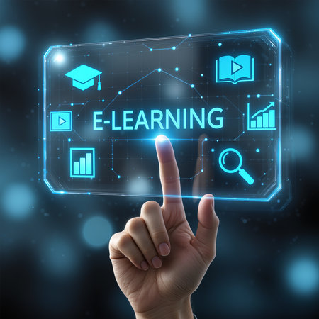 E-learning, Online education, E-learning concept on virtual screen.の素材