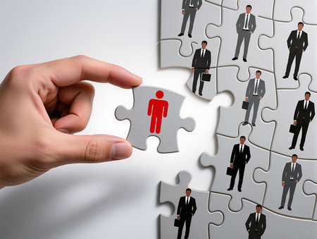 Businessman with missing jigsaw puzzle piece, business problem solving conceptの素材