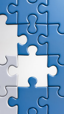 Piece missing from jigsaw puzzle - 3D render of puzzleの素材