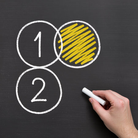 Chalk drawing 1, 2, 3, 4, 5 on blackboardの素材