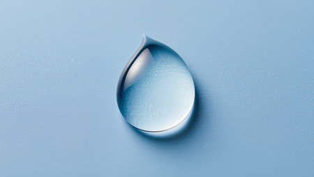 Water drop on a blue background. Close-up. 3d renderingの素材