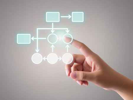 Hand pressing business icon on a touch screen interface, social networking conceptの素材