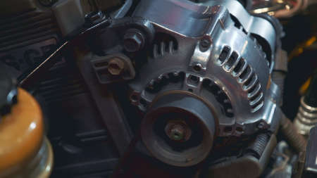 Close-up of retro car electric generator. Detail viewの写真素材