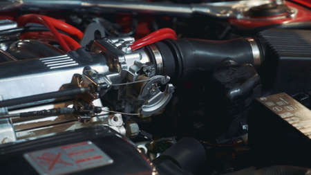 Speed control mechanism of internal combustion engine of retro carの写真素材