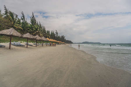 Empty beach during a strong storm. Nha Trang, Vietnam - March 15, 2020.のeditorial素材