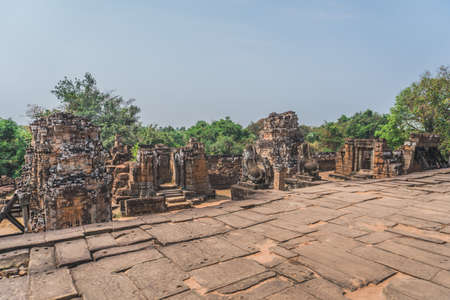 Ancient Angkor Wat Ruins Panorama. Pre Rup temple. Siem Reap, Cambodia - FEBRUARY 25, 2020のeditorial素材