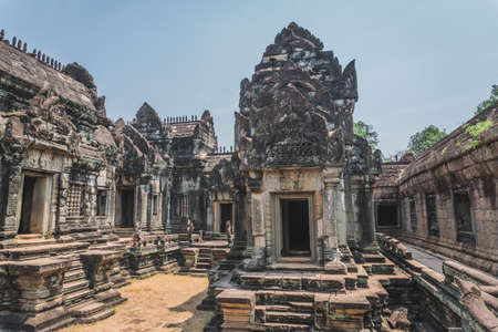 Ancient Angkor Wat Ruins Panorama. Banteay Srei Temple. Siem Reap, Cambodia - FEBRUARY 25, 2020のeditorial素材
