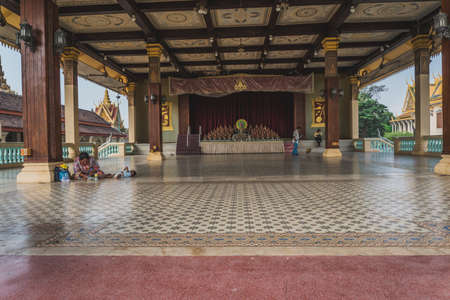 Sleeping Child On A Floor Of The Royal Palace. Phnom Penh, Cambodia - FEBRUARY 22, 2020のeditorial素材