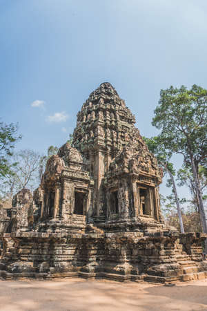 Ancient Angkor Wat Ruins Panorama. Thommanon Temple. Siem Reap, Cambodia - FEBRUARY 25, 2020のeditorial素材