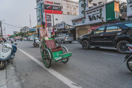 Busy Rush Hour Traffic In Vietnam. Hue, Vietnam - March 12, 2020のeditorial素材
