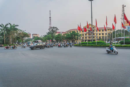 Busy Rush Hour Traffic In Vietnam. Hue, Vietnam - March 12, 2020のeditorial素材