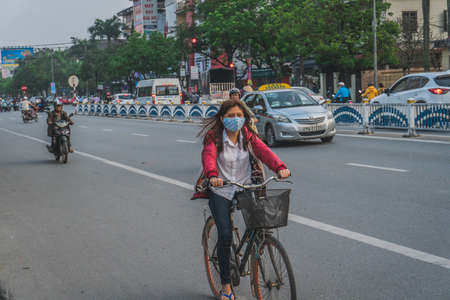 Busy Rush Hour Traffic In Vietnam. Hue, Vietnam - March 12, 2020のeditorial素材