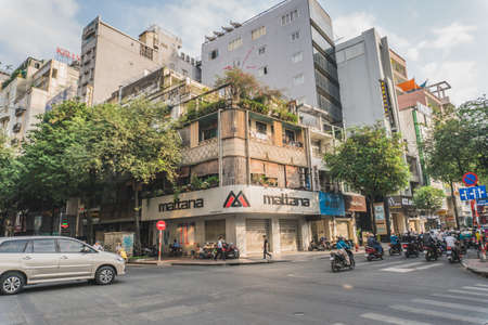 Busy Rush Hour Traffic In Vietnam. Ho Chi Minh, Vietnam - March 19, 2020のeditorial素材