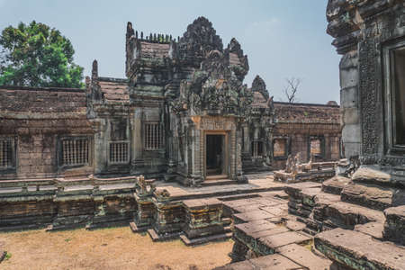 Ancient Angkor Wat Ruins Panorama. Banteay Srei Temple. Siem Reap, Cambodia - FEBRUARY 25, 2020のeditorial素材