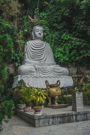 Temple pagoda at the marble mountains in Danang city in Vietnam. Danang , Vietnam - March 13, 2020のeditorial素材
