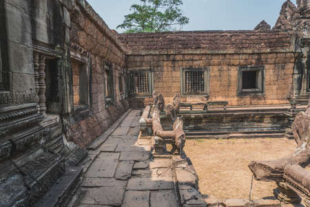 Ancient Angkor Wat Ruins Panorama. Banteay Srei Temple. Spectacular view of ruins of ancient building. Siem Reap, Cambodia - FEBRUARY 25, 2020のeditorial素材
