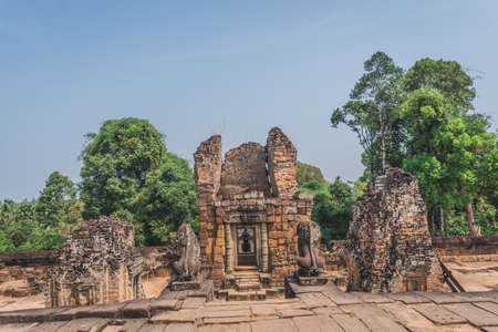 Ancient Angkor Wat Ruins Panorama. Pre Rup temple. Siem Reap, Cambodiaの写真素材