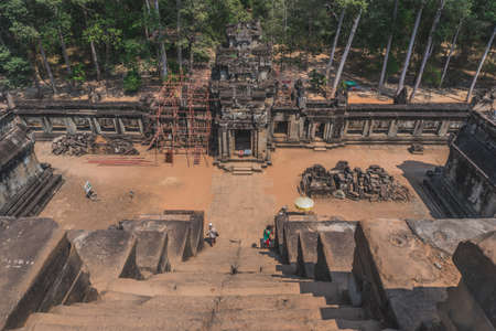 Ancient Angkor Wat Ruins Panorama. Eastern Mebon Temple. Siem Reap, Cambodiaの写真素材