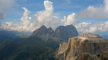 Time lapse: Fantastic view of the mountains and running clouds.の写真素材