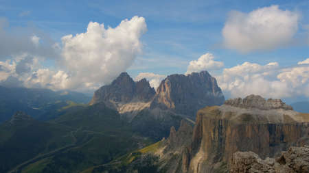 Time lapse: Fantastic view of the mountains and running clouds.の写真素材