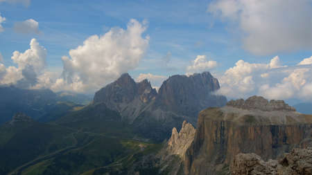 Time lapse: Fantastic view of the mountains and running clouds.の写真素材