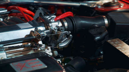 Speed control mechanism of internal combustion engine of retro carの写真素材