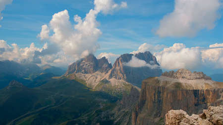 Time lapse: Fantastic view of the mountains and running clouds.の写真素材