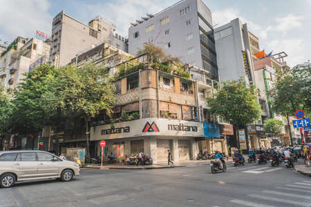 Busy Rush Hour Traffic In Vietnam. Ho Chi Minh, Vietnam - March 19, 2020のeditorial素材