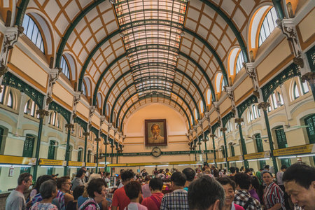 Ho Chi Minh Citys main post office. Ho Chi Minh, Vietnam - March 19, 2020のeditorial素材