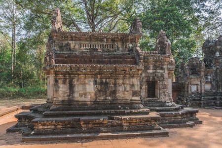 Ancient Angkor Wat Ruins Panorama. Thommanon Temple. Siem Reap, Cambodia - FEBRUARY 25, 2020のeditorial素材