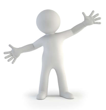 3d small people - welcome and be happyの写真素材