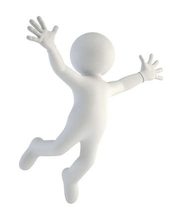 3d small people - happy jump in airの写真素材