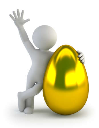 3d small people - golden eggの写真素材