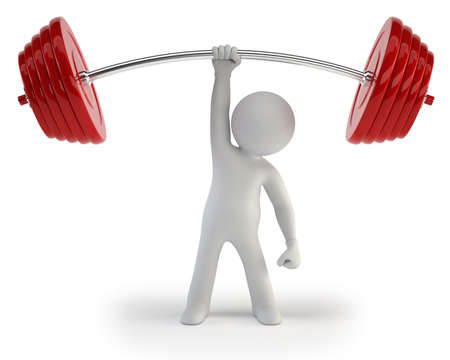 3d small people - Athlete lifting weightsの写真素材