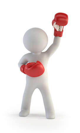 3d small people - red boxing glovesの写真素材