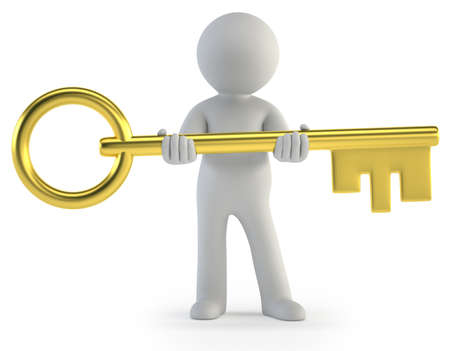 3d small people - take a keyの写真素材